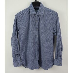 Zanella‎ Performance Men's Large Blue Geometric Check Stretch Button Up Shirt